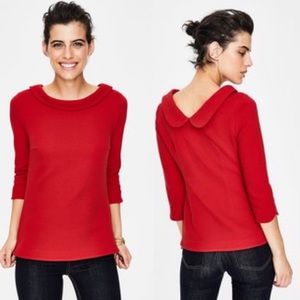 Boden red ottoman knit top size 6